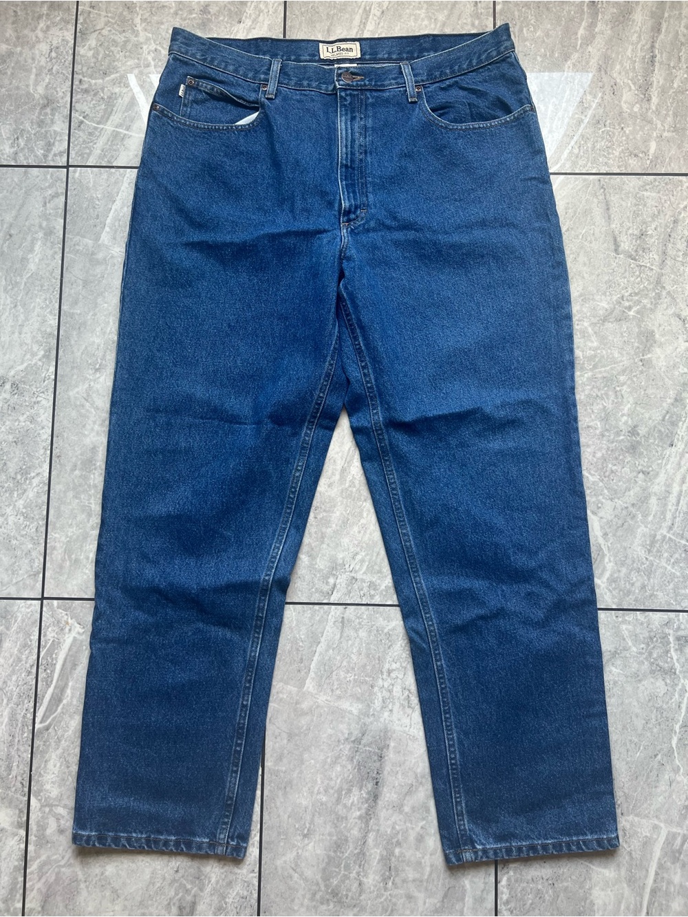 L.L.Bean Double L Classic Denim Jeans Blue Wash 100%Cotton Straight Leg 38Wx32L